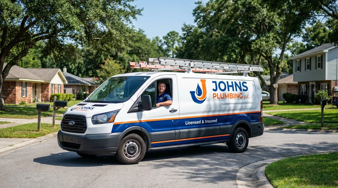 Johns Plumbing LLC service van in Martinsville, IL